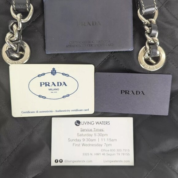 Authentic PRADA Tessuto Nylon Chain Medium Black Shoulder Bag Made in Italy - Picture 9 of 15